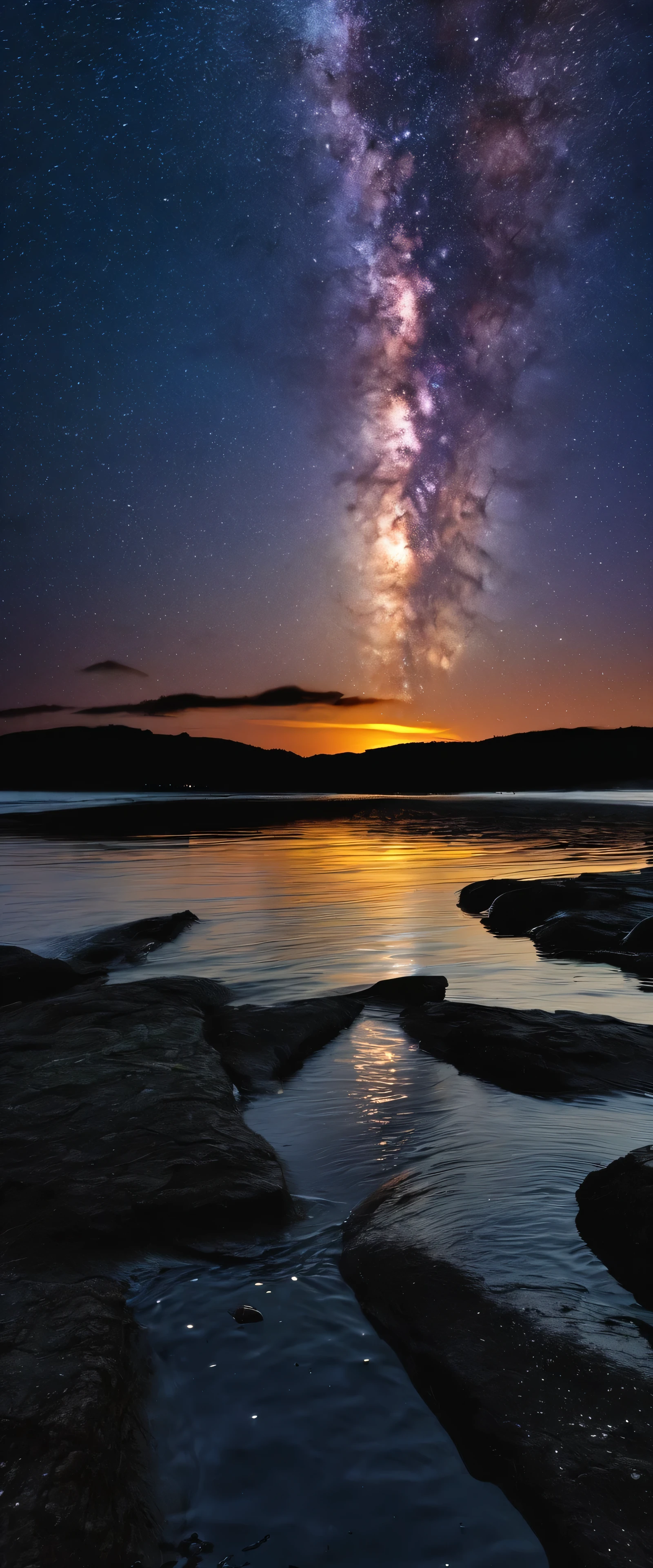 water, Ocean, Dark Sky, sunset, Milky Way