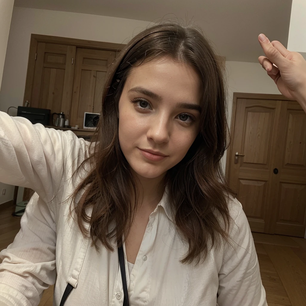 Des photos plus réalistes de selfies occasionnels pris à la maison, gros sein naturels, regarde l’objectif et tire la langue