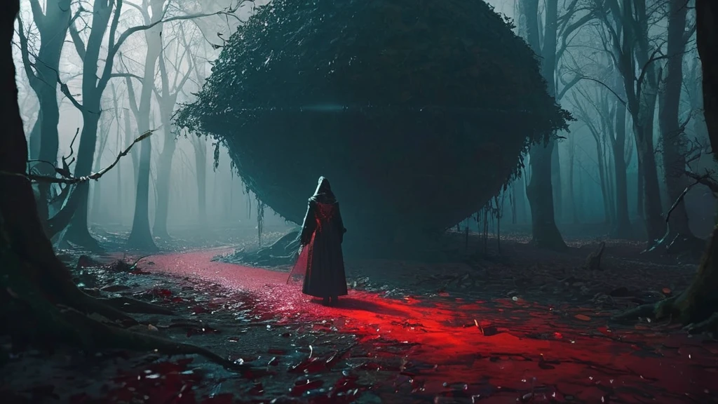 As you traverse the shadowy forest path, a glint catches your eye amidst the fallen leaves: a pendant fashioned from a dark, gleaming substance. Upon closer inspection, you realize it's a necklace adorned with tiny vials filled with crimson liquid. Whose blood is this? Why was it left here, abandoned and mysterious? Write about the origins of the blood necklace and the unsettling discoveries it leads to."