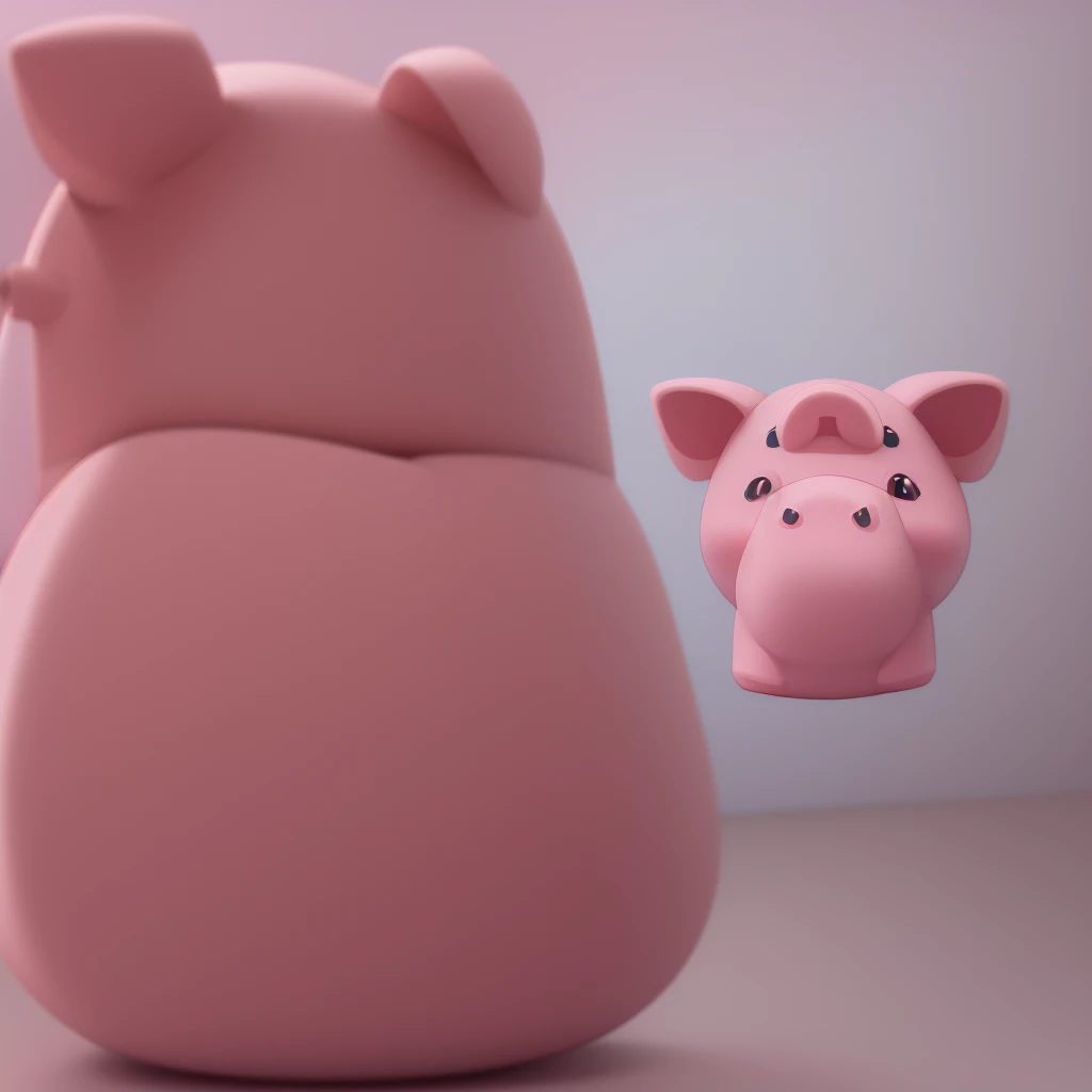 3D rendered illustration, cute chibi-style pig character taking a selfie in front of a mirror. Big round eyes, soft pastel pink skin, tiny ears. Wearing a fashionable mini dress. Modern bedroom background. Kawaii aesthetic, Pixar-inspired, charming and adorable. Smooth textures, soft lighting.