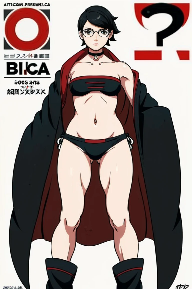 Sarada in ((((no cape)))), ((((black bikini)))), persona 5 art style wlop, style artgerm, extremely detailed artgerm, ! dream artgerm, ig model | artgerm, female protagonist 👀 :8, realistic anime 3 d style, artgerm portrait, anime styled 3d, realistic anime artstyle ((( same pose showing belly)))(((naked)))((((no jacket)))