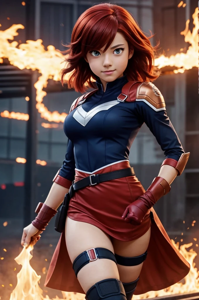 Screenshot of My hero academia Girl with red hair and copper eyes
