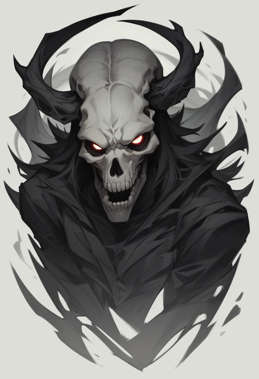 Skull To smoke, Dark style image, Image painted in artistic style, image with white background volumetric lighting, Black and white color image, 24K