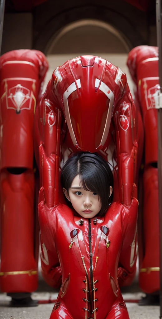 （8k、Raw photography、highest quality、masterpiece：1.2),(Black-haired、Very short hair:1.8),(Twin tails:1.2)、View Audience,Viewed from the front,erotic,白いskin,(wearing a red plug suit:1.9)、()、(Clothing that emphasizes the shape of your chest、Publish one&#39;skin:1.5)、(Big Breasts :1.4)、Slim figure、Ultra-high resolution,beautiful,beautiful fece,(one person、No background:1.9),whole bodyボディー,Japanese women,（Photorealistic：1.37）、Photon Mapping,reality、(-face cute: 1.0)、(Cute Smile: 1.7)、(With a round face: 1.7)、Radio City、Physically Based Rendering、Depth of field rally background、photograph, (I can see your knees、High Leg、Thigh close-up:1.8),（:1.4）,whole body、Super quality, (Thick thighs:1.3) ((PAWG BODY:1.2)) (CLEAVAGE:1.2)