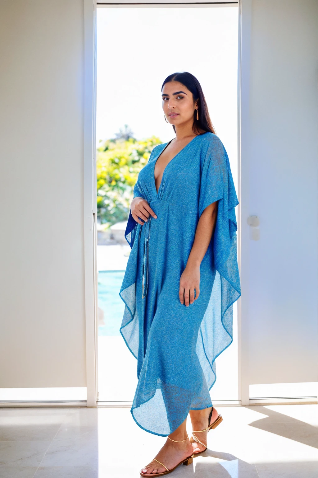 RAW photo,candid photograph, full body,photo of a beautiful,influencer,30yo Kurdish woman,wearing a Kaftan, detailed skin, naked, looking at viewer, thick body structure,white background,no background, candid pose,blue light, film grain, kodak color, instagram LUT