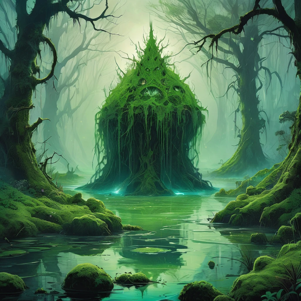 In the murky depths of the Forsaken Marshes, where mist clings like a shroud to twisted trees and the air echoes with the mournful cries of spectral beasts, lives a diminutive swamp creature known as Moss. Covered in shimmering green scales that blend seamlessly with the moss-covered trees and murky waters, Moss navigates their watery domain with silent grace and a keen sense of survival.
Born of ancient magic and shaped by the eerie whispers of the marsh's forgotten spirits, Moss is both feared and revered by the nearby villagers. Legends tell of their ability to manipulate the marsh's elements—shrouding intruders in thick mist or summoning spectral lights to lure the unwary into treacherous quagmires.
When a darkness descends upon the land—a spreading corruption that threatens to engulf the marsh and its inhabitants—Moss becomes an unlikely hero. Drawn into a quest to unravel the source of the blight, they forge an unlikely alliance with a courageous young healer or a battle-hardened knight burdened by past regrets.
Together, they navigate treacherous bogs and elude the grasp of vengeful spirits that guard ancient secrets. Along the way, they encounter enigmatic swamp creatures and unearth clues that point to a malevolent force lurking in the marsh's heart—a force that seeks to harness its ancient power for nefarious purposes.
As they delve deeper into the marsh's mysteries, Moss must confront their own fears and embrace their innate magic to protect their homeland from devastation. In a world where shadows dance and magic pulses through every reed and ripple, Moss's journey becomes a testament to resilience, friendship, and the enduring spirit of the Forsaken Marshes in this dark fantasy
