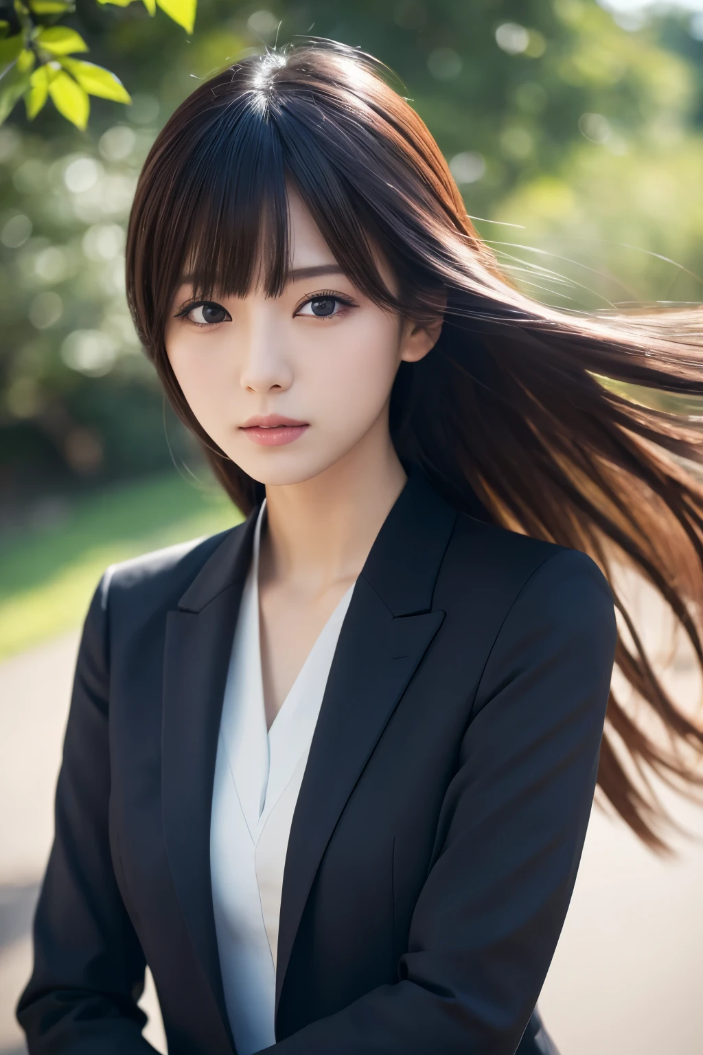 high quality, High resolution, 8K,Japanese、Shortcuts、Sharp Face、slender、suit
