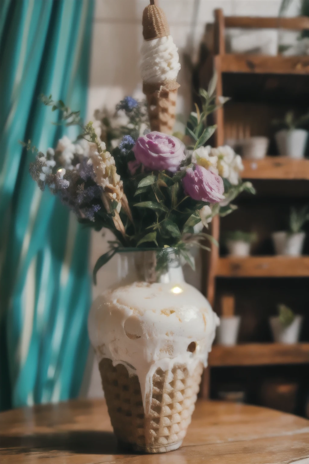 CREATE AN AMAZING ICE CREAM CONE VASE WITH A FUTURISTIC CYBERPUNK LOOK WITH NUDE COLOURING