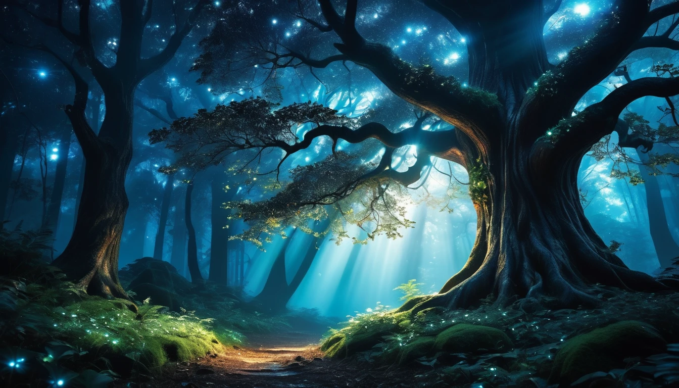 Highest quality Fantasy Shining Tree Night Forest