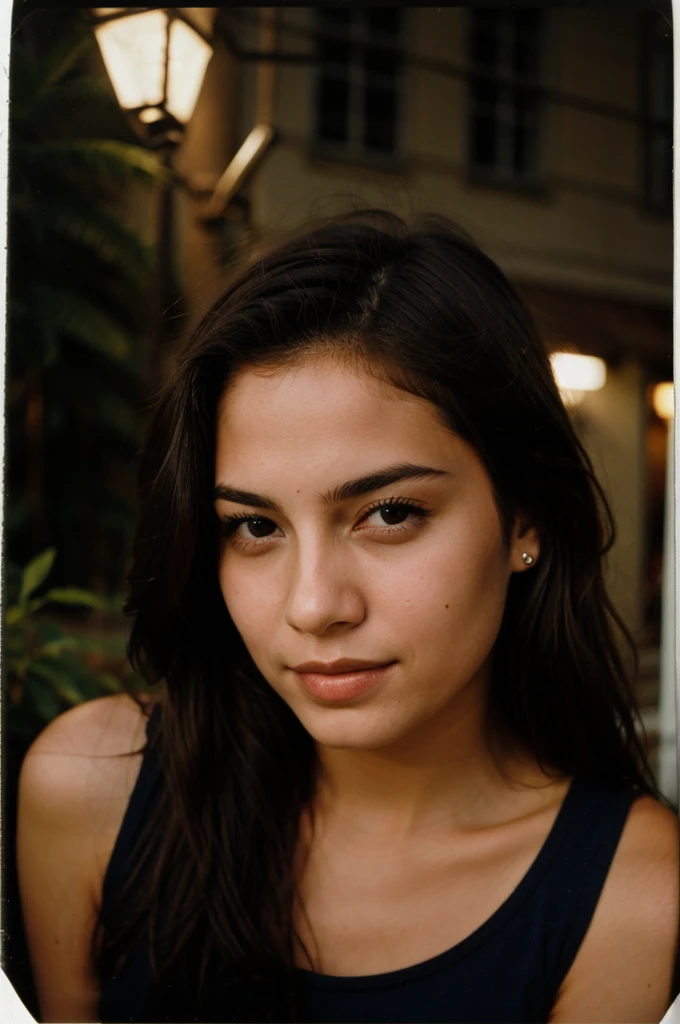polaroid photo, night photo, 14 year old photo.oh beautiful woman,Brunetette,Brazilian