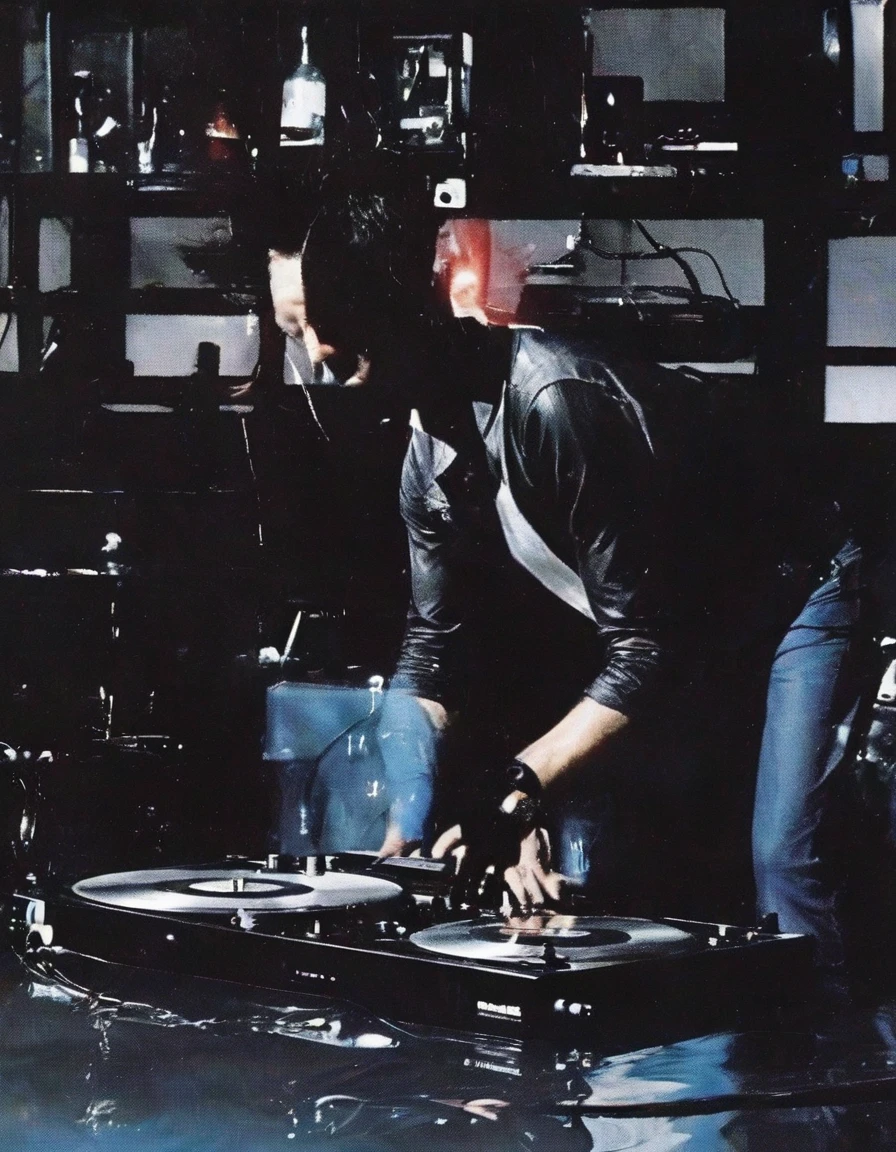 dj playing set in black water