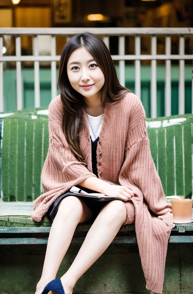 22w 2020s fashion, full body of a 20-year-old Japanese beauty sitting, snapshot not looking at the camera, double and big eyes, face is downcast, beautiful thigh