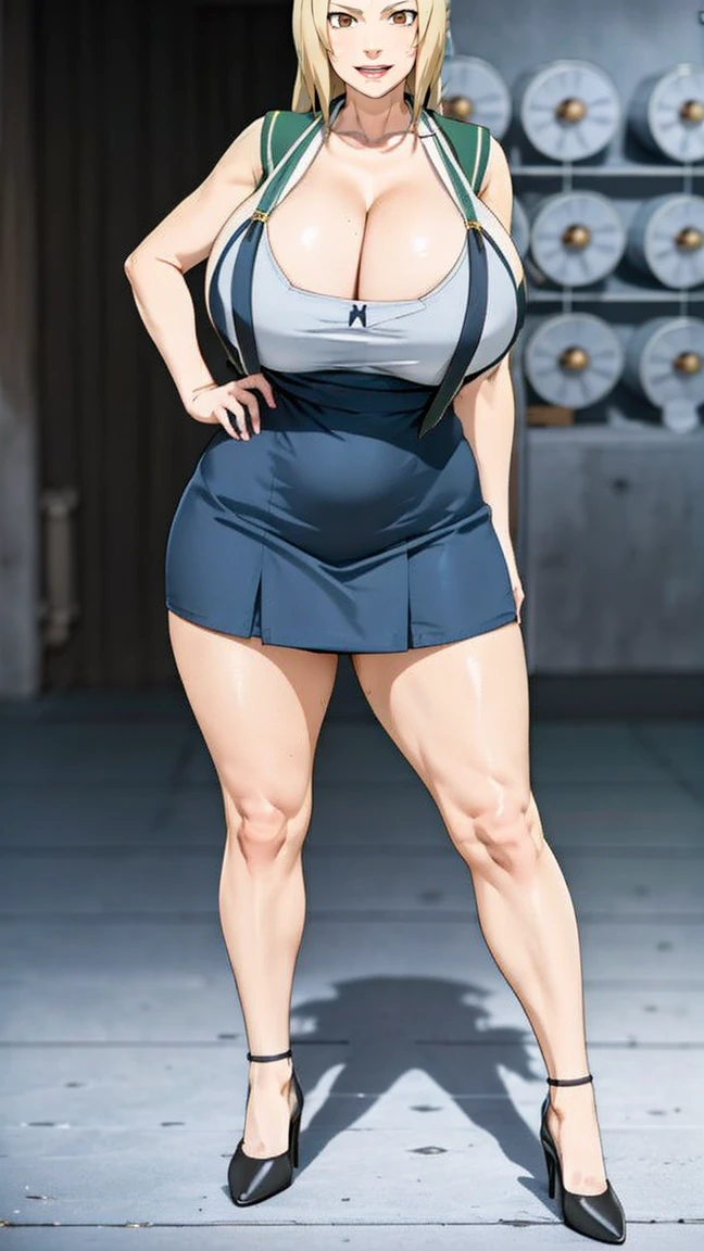 Big Breasts, Big Hips, Full Body Shot, Mature mother, Voluptuous thighs, A cow, Seductive mature woman, Perfect body, Plus Size Model, Sailor suit, Wearing high heels,Miniskirt Uniform, Tsunade