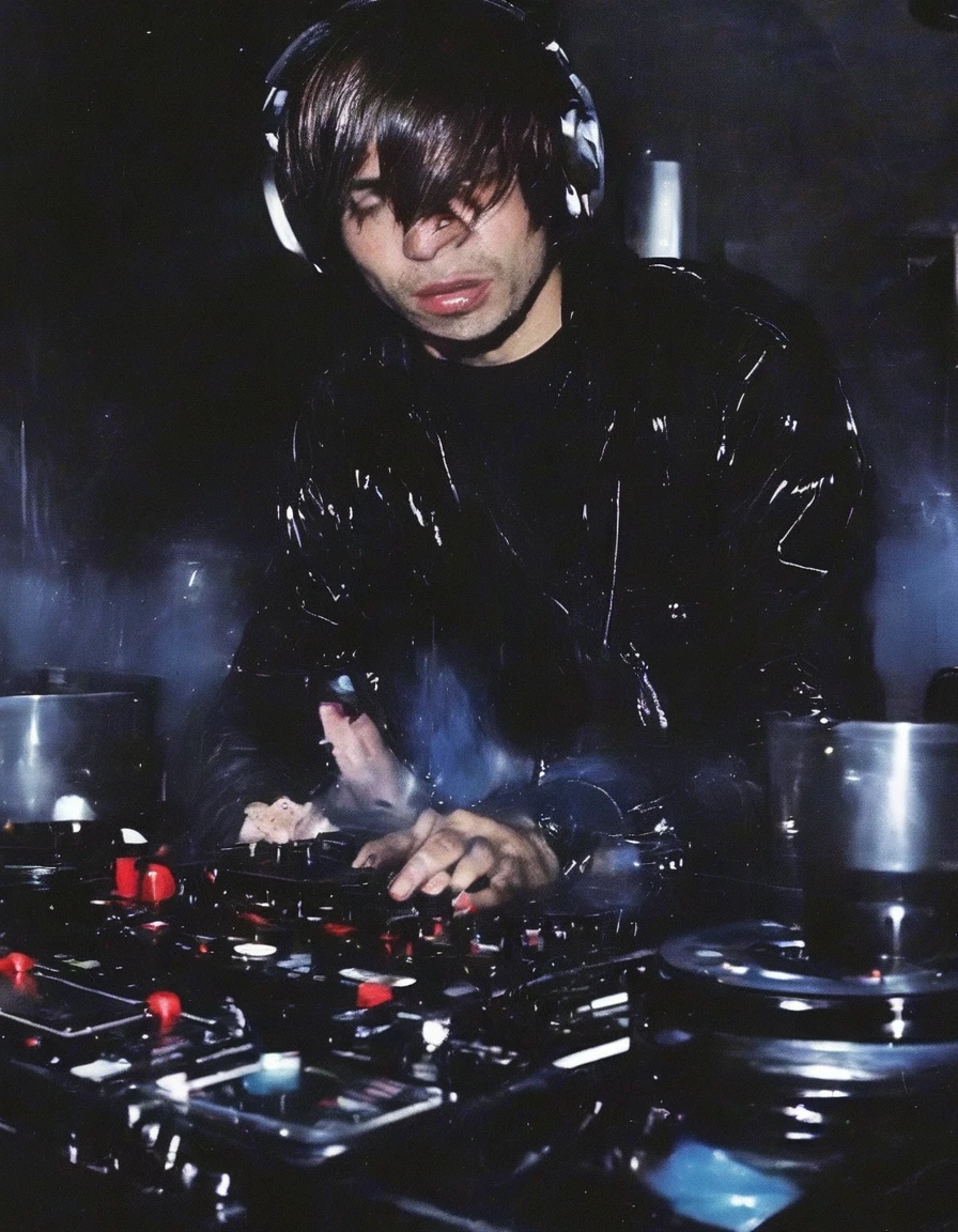 dj playing set in black water