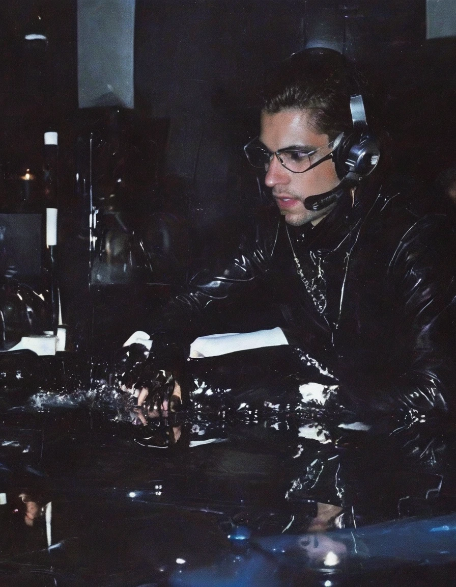 dj playing set in black water