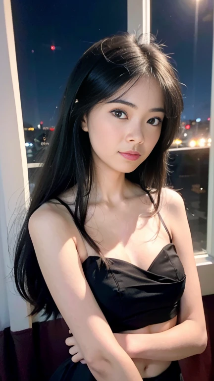 ((One girl)),(RAW photos,best quality),(nostalgia,1980s)),(A girl with a literary touch:1.2),(photorealestic,photograph realistic:1.3),Extremely Delicately Beautiful,Amazing,Fine details, tmasterpiece,Hyper-detailing,A high resolution,Most Best Illustration,Best shadow,complex,depth of fields,1girll,long hair,messy hair,((((low tune,Dark scene,Dim light)))),plumw,cropped shoulders,Crisp chest half exposed,medium tits,Prom Dresses,Advanced coiled hair,((gentlesoftlighting:1.4))),(paleskin:1.4),(smile shy),(Movie Angle),tack sharp focus,volume fog,8K UHD,digital SLR camera,high qulity,(filmgrain:1.4),Fuji XT3,(looking at viewert)