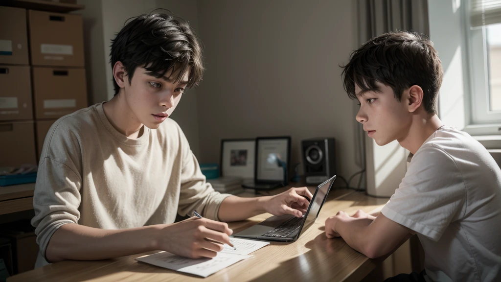 An image of a young man working with programming inside his room