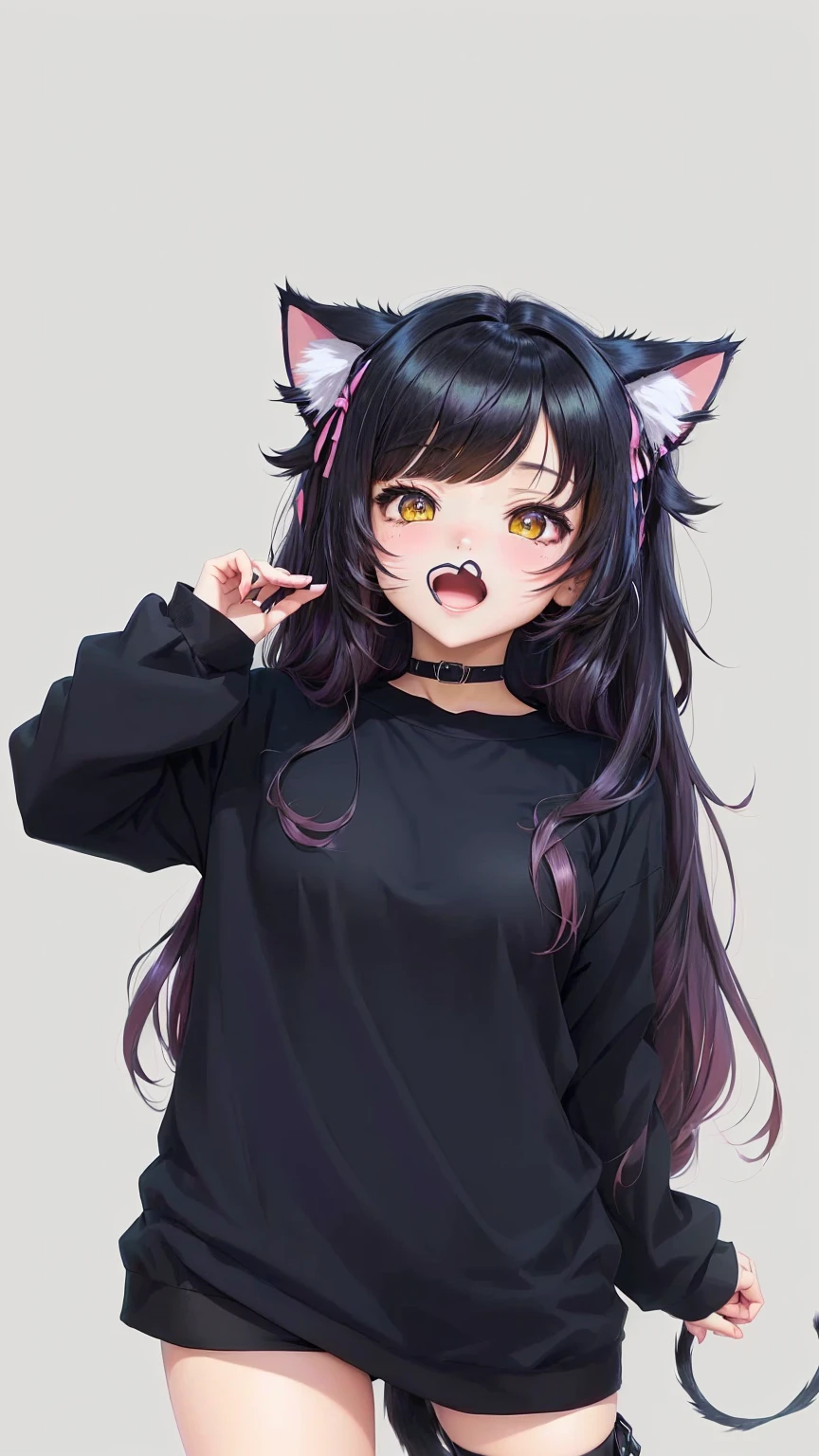 anime girl with cat ears and a black shirt, cute anime catgirl, anime girl with cat ears, cute anime girl, beautiful anime catgirl, anime catgirl, anime moe artstyle, anime visual of a cute girl, very beautiful anime cat girl, an anime girl, (anime girl), anime girl, girl with cat ears, attractive cat girl