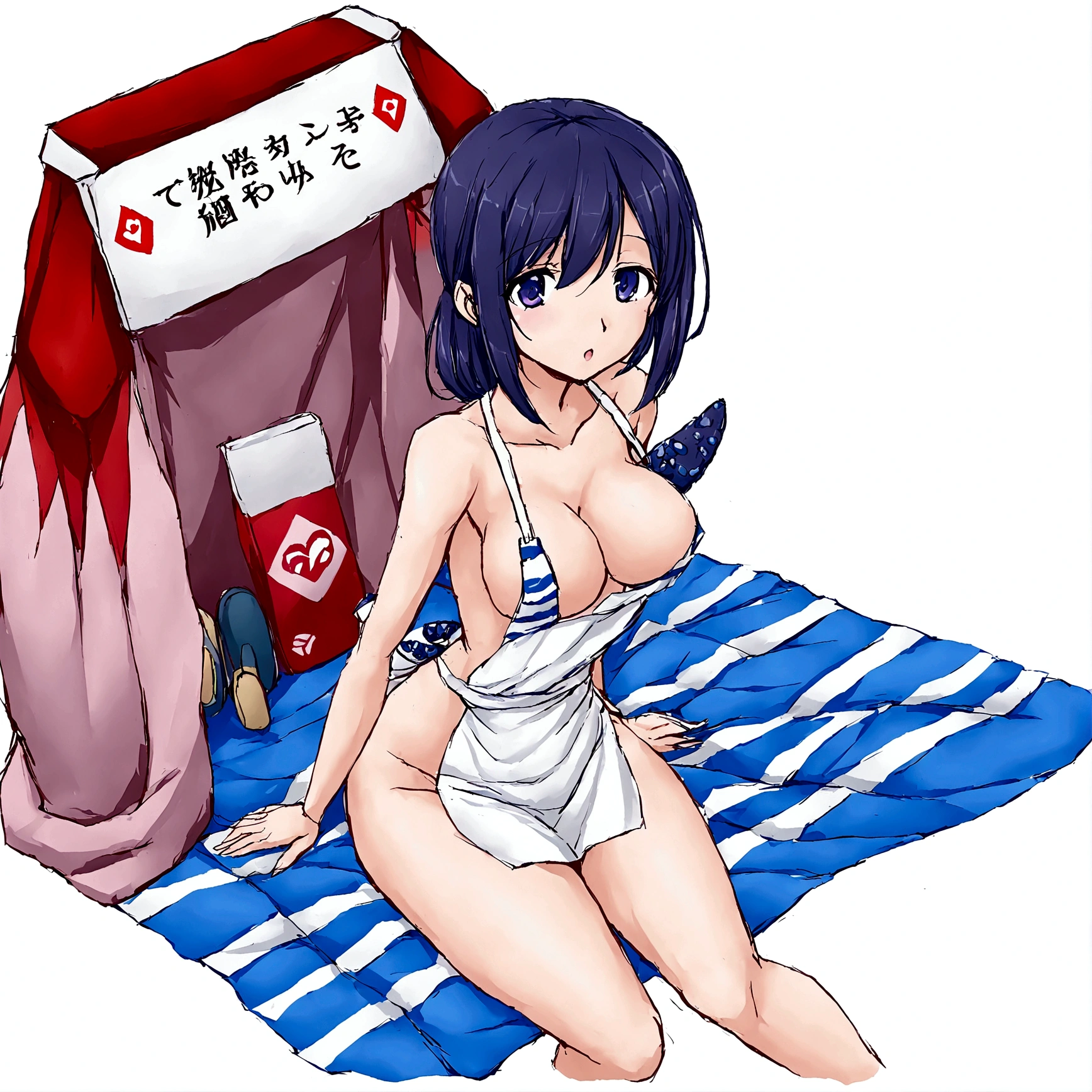 best quality, zemimama, 1girl, solo, apron, apron on naked body, cowboy shot,
