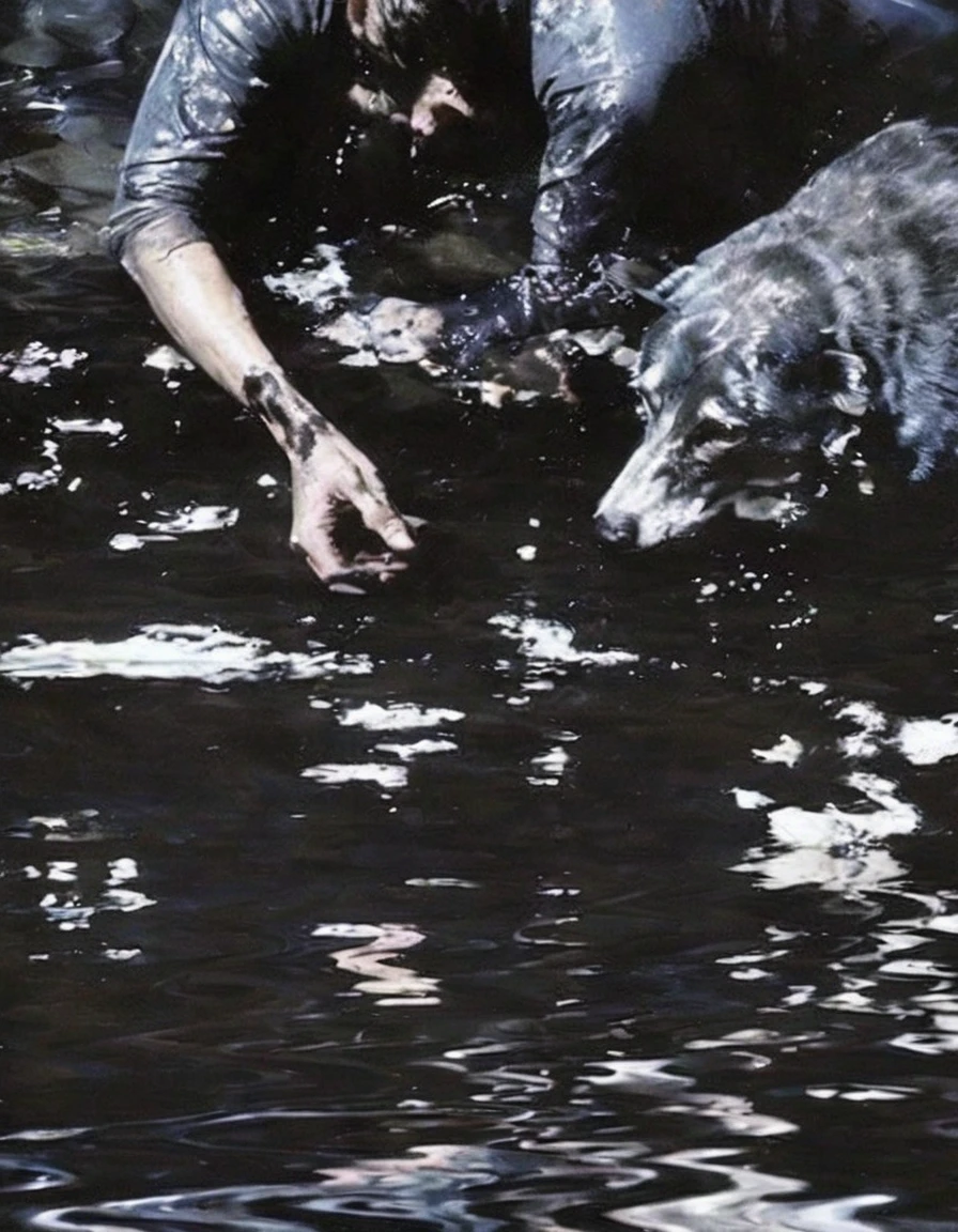 lover kissing in black water