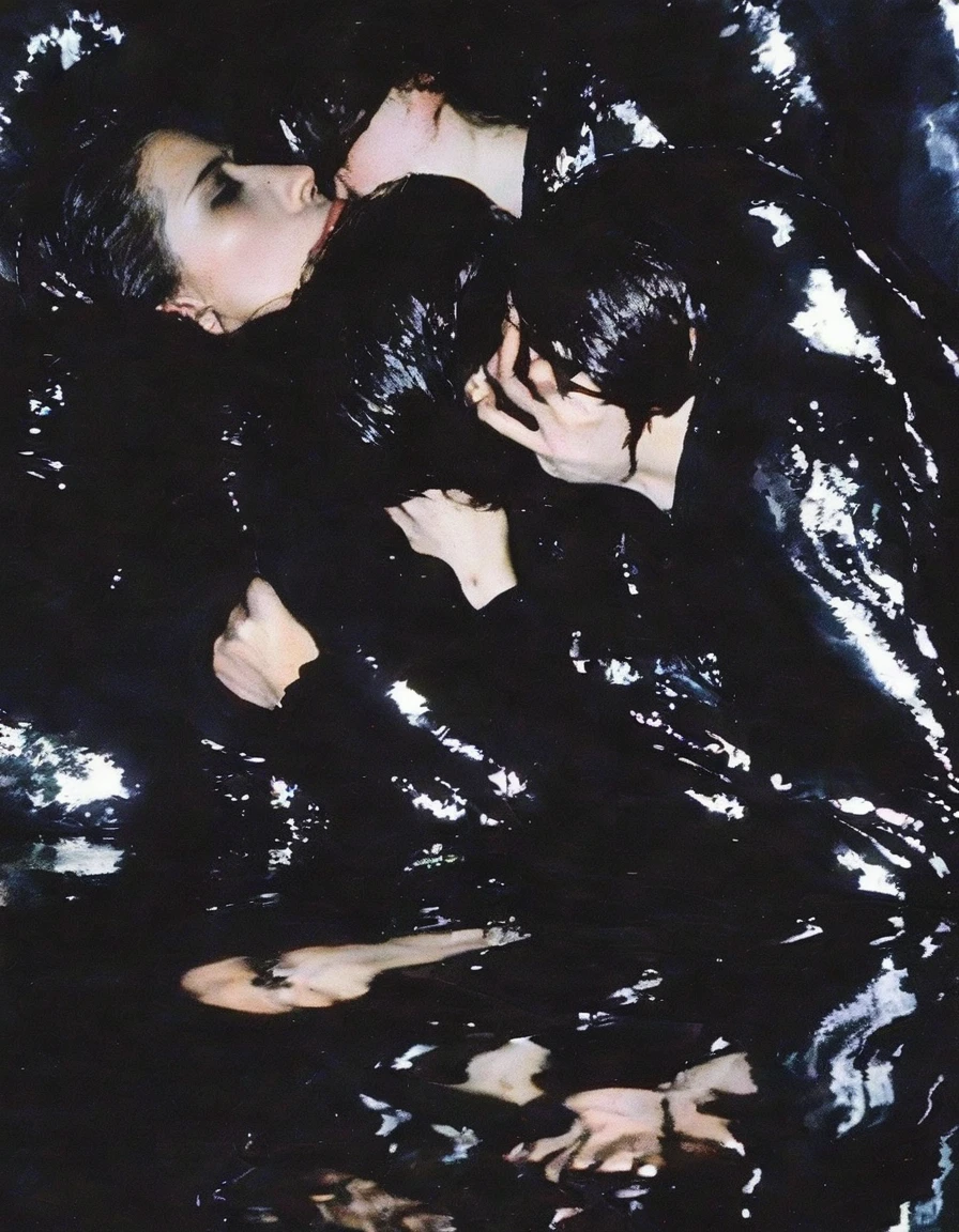 lover kissing in black water