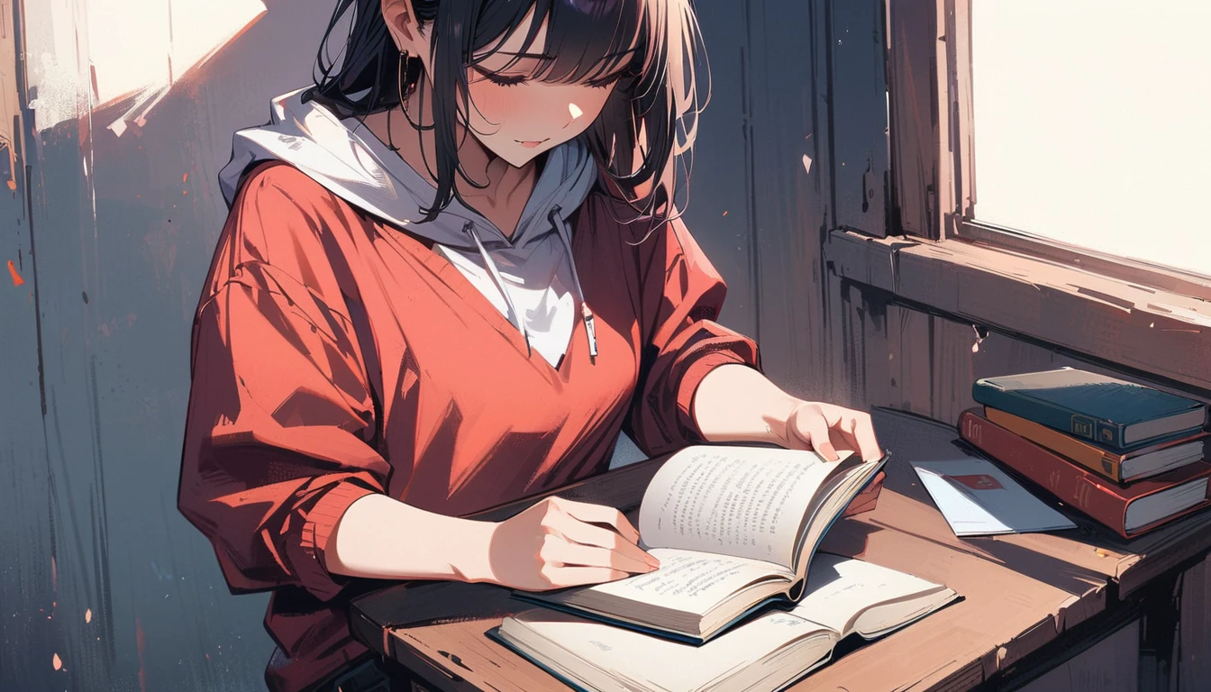 (masterpiece, Highest quality:1.2), 1 Girl, alone,I have a book