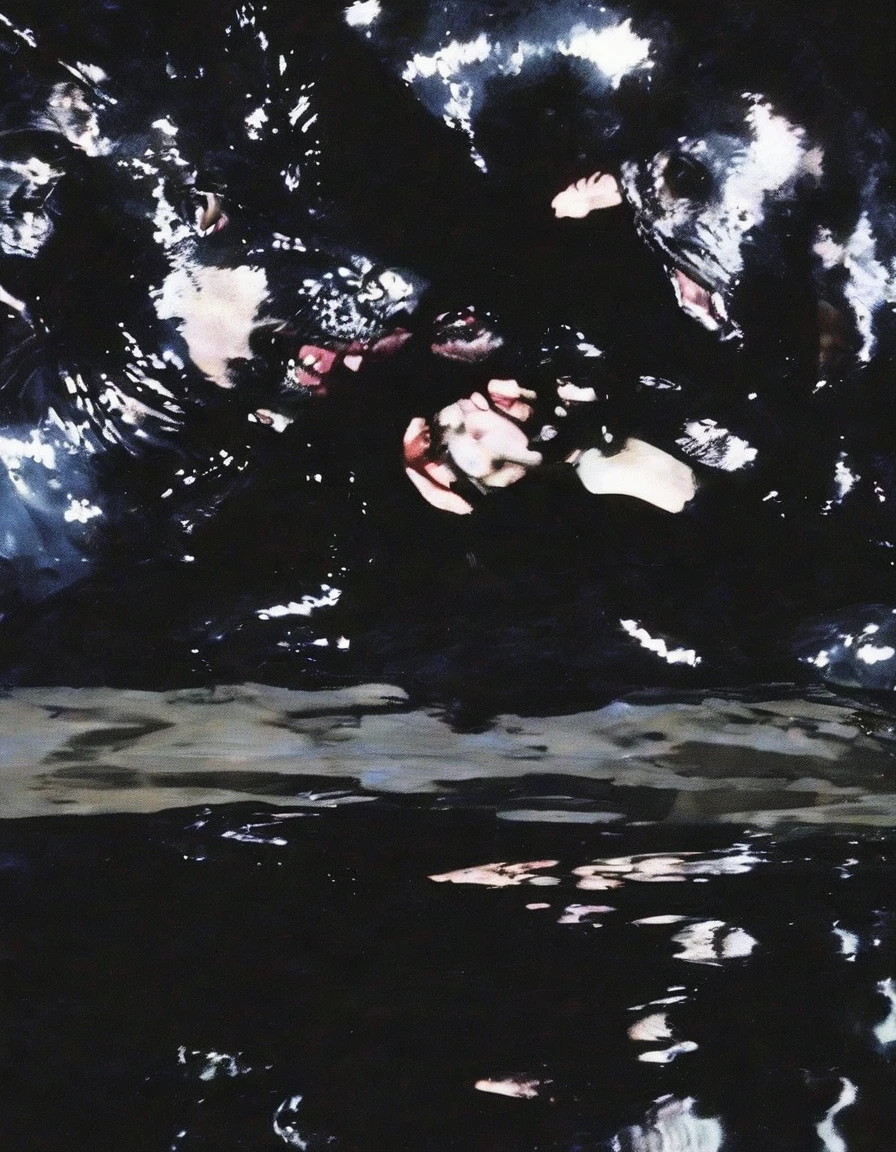 lover kissing in black water