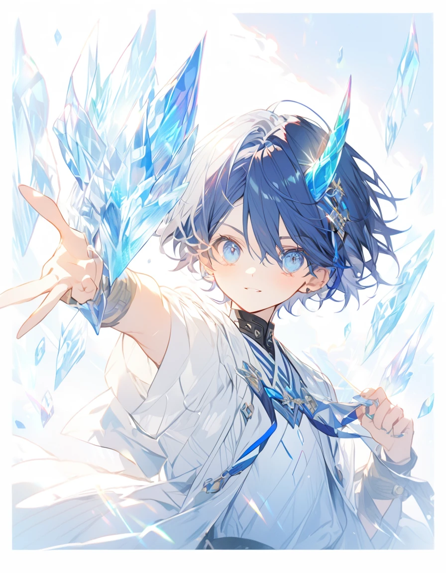 Crystal Horn Shining Crystal: The boy with the blue short hair