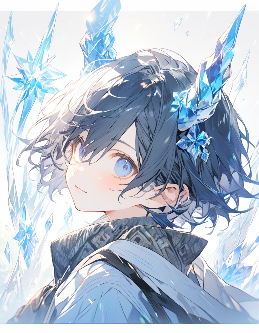 Crystal Horn Shining Crystal: The boy with the blue short hair