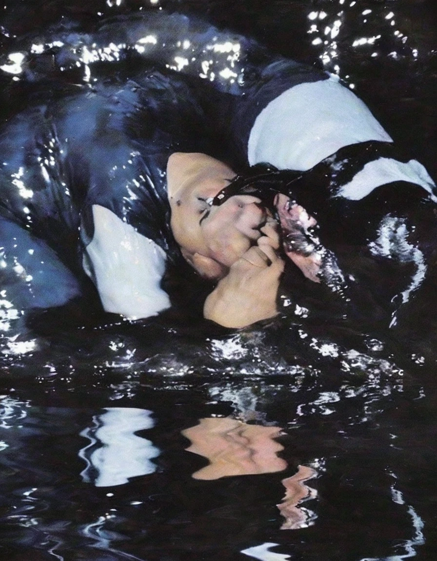 lover kissing in black water