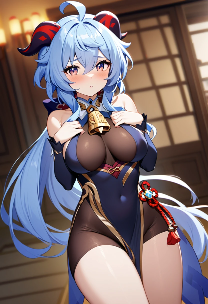 1girl, Ganyu from genshin impact, looking at the viewer, big , new outfit, lewd pose