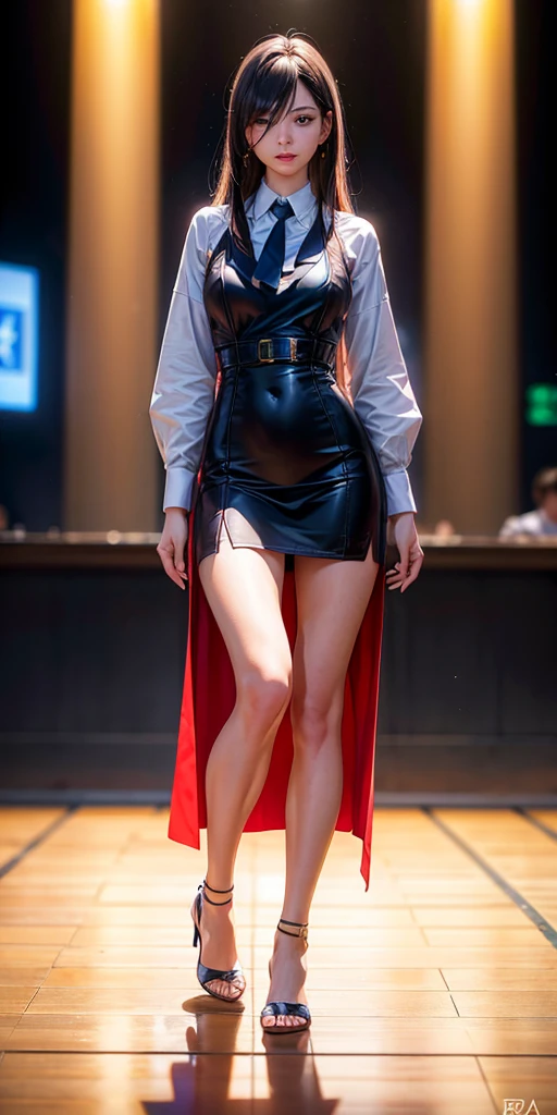Mix 4, The 20th, 一人in, length_hair, shirt, dress, expensive_Heel, full_body, look_in_Audience, (8K, RAW Photos, Highest quality, Learning:1.2), (Realistic, photo-Realistic:1.37), Professional Lighting, Photon Mapping, Light Energy Transfer, Physically Based Rendering,