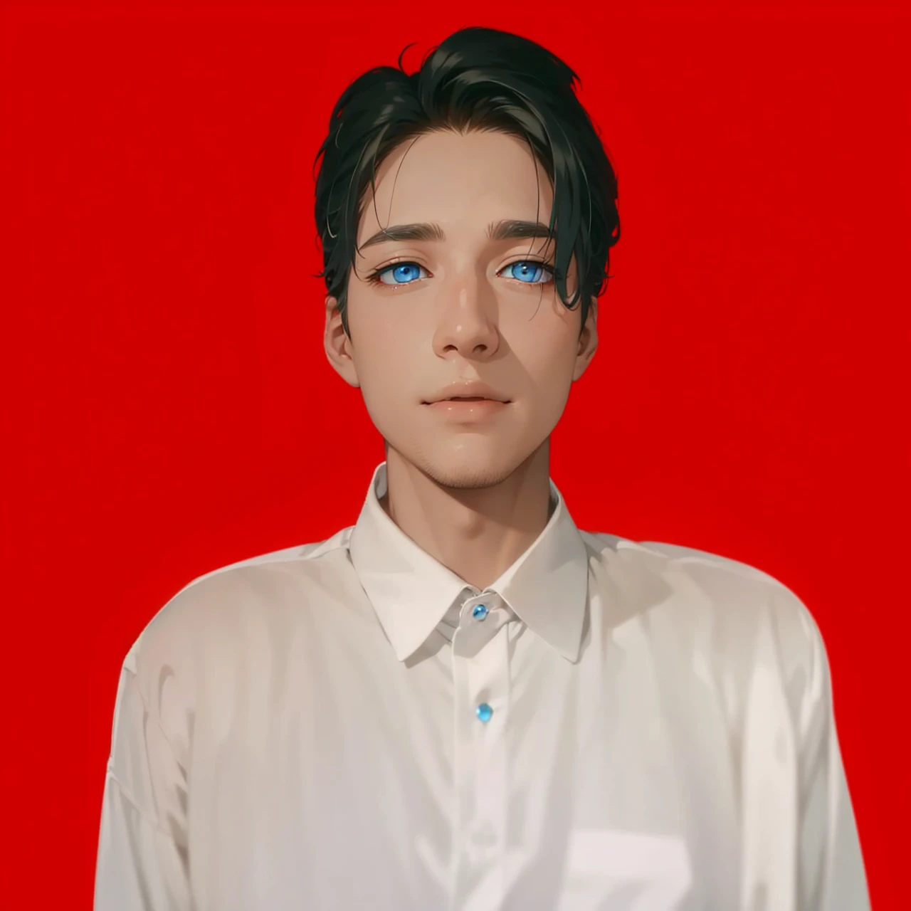 (absurderes, A high resolution, Ultra detailed, hdr), Masterpiece, Best quality, A boy, Solo, Handsome, Short hair, White hair, Fine blue eyes and delicate face, Casual clothes, Real Shadow, Raise the hand of peace sign, Joyful,