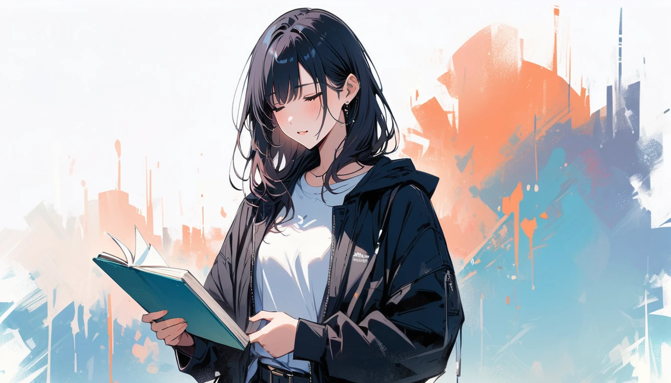 (masterpiece, Highest quality:1.2), 1 Girl, alone,I have a book