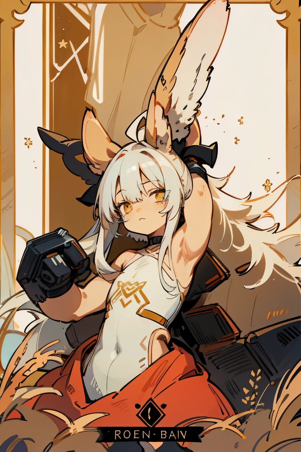 Young Girl　muscle　sixpad bicep　tall　Long Hair　Hair color black　Wheat color　Nanachi