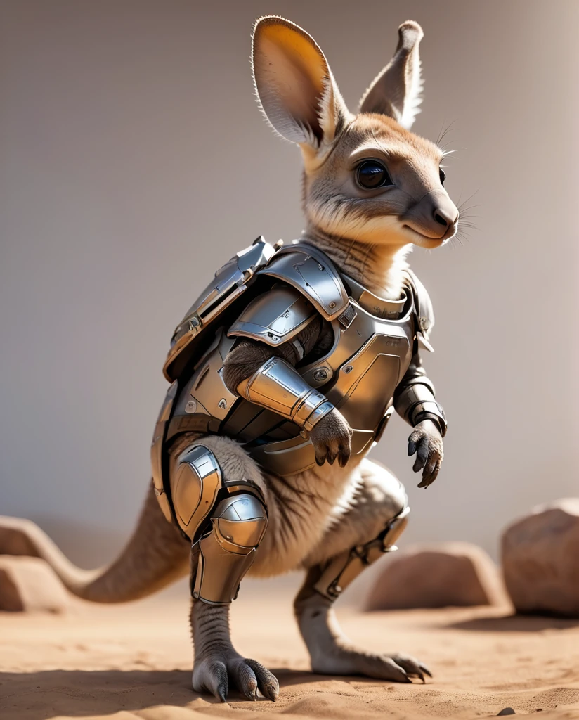 High-detail images　Baby Kangaroo　Wearing armor　Full Body Shot　Looking this way　Cute🩷 