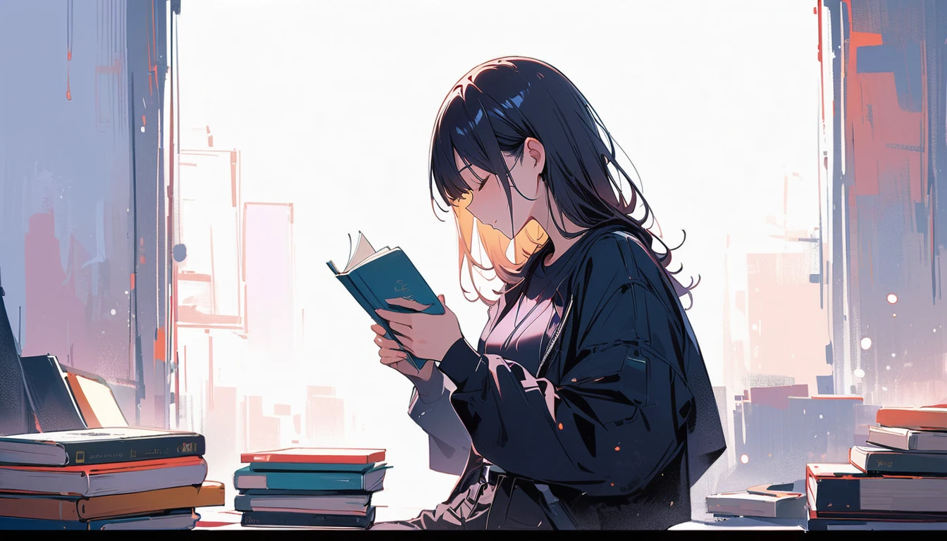 (masterpiece, Highest quality:1.2), 1 Girl, alone,I have a book