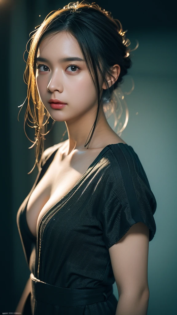 1girl, woman, masterpiece, best quality, highest quality, cinematic lighting, (volumetric lighting), extremely detailed CG unity 8k wallpaper, focused, 8k wallpaper, extremely detailed, ultra realistic, photorealistic, sharp focus, absurdres, (HDR:1.2), (high contrast), photograph, detailed and intricate, instagram, portrait, highly detailed, digital painting, artstation, concept art, smooth, sharp focus, illustration, cinematic lighting, natural big breast, (whole body)