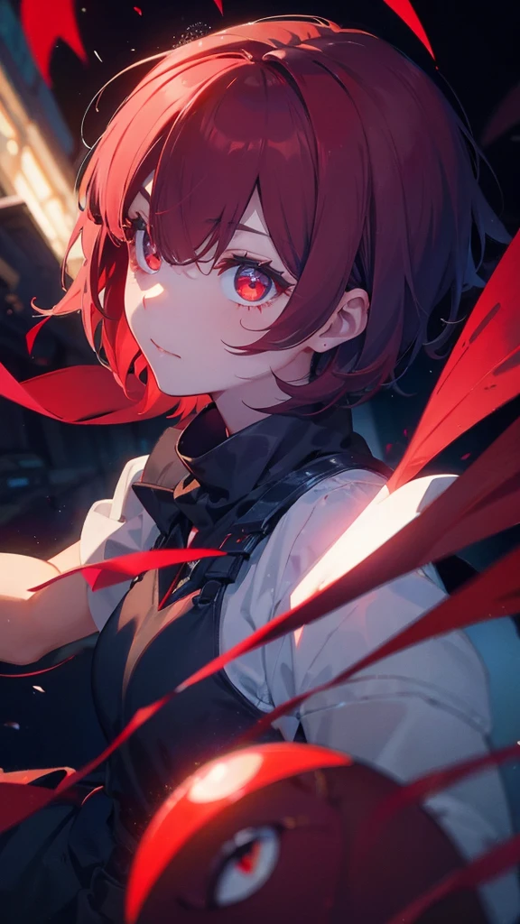 A short bob-haired, red-eyed