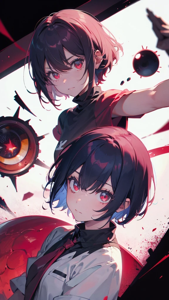 A short bob-haired, red-eyed