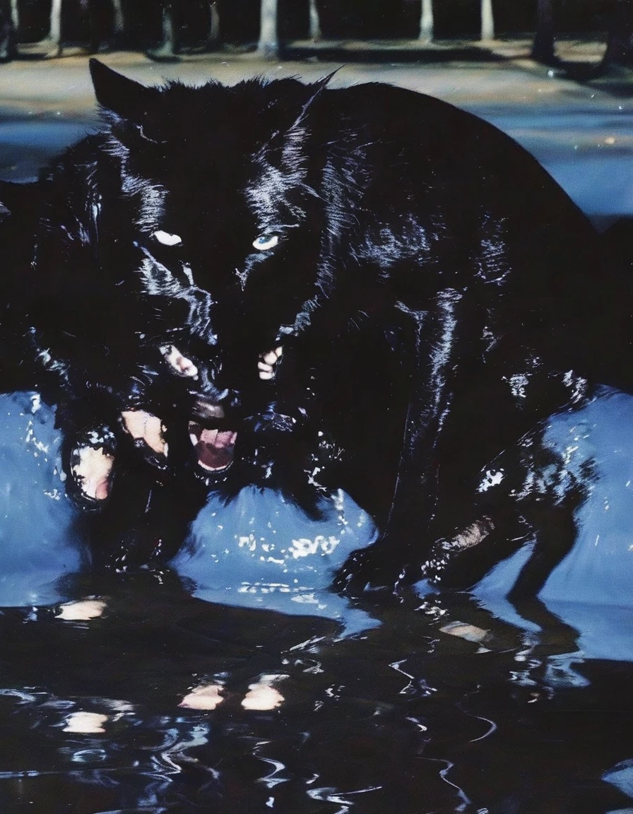 black cats kissing in black water