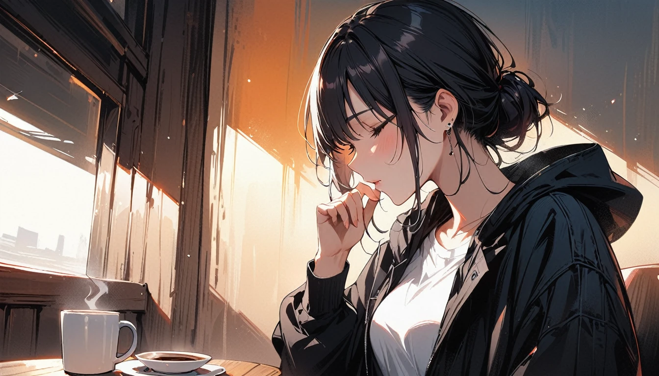 (masterpiece, Highest quality:1.2), 1 Girl, alone,Have a coffee,Tropical atmosphere