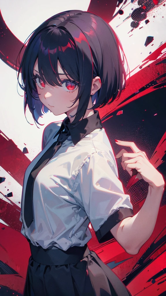A short bob-haired, red-eyed