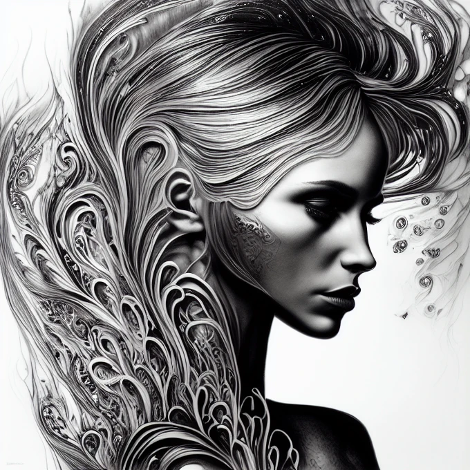Silhouette Art, hyperrealistic art breathtaking a lineart (vibrant alcohol ink sketch). [magnificent faetastic , shiny, intriguing weirdness, color schemes  extravaganza, mystery of  darkness, unusual natural aesthetics, glossy]. (hyperdetailed. styled long glossy blonde hair.) 
award-winning, professional, highly detailed . extremely high-resolution details, photographic, realism pushed to extreme, fine texture, incredibly lifelike, high contrast, well defined.
