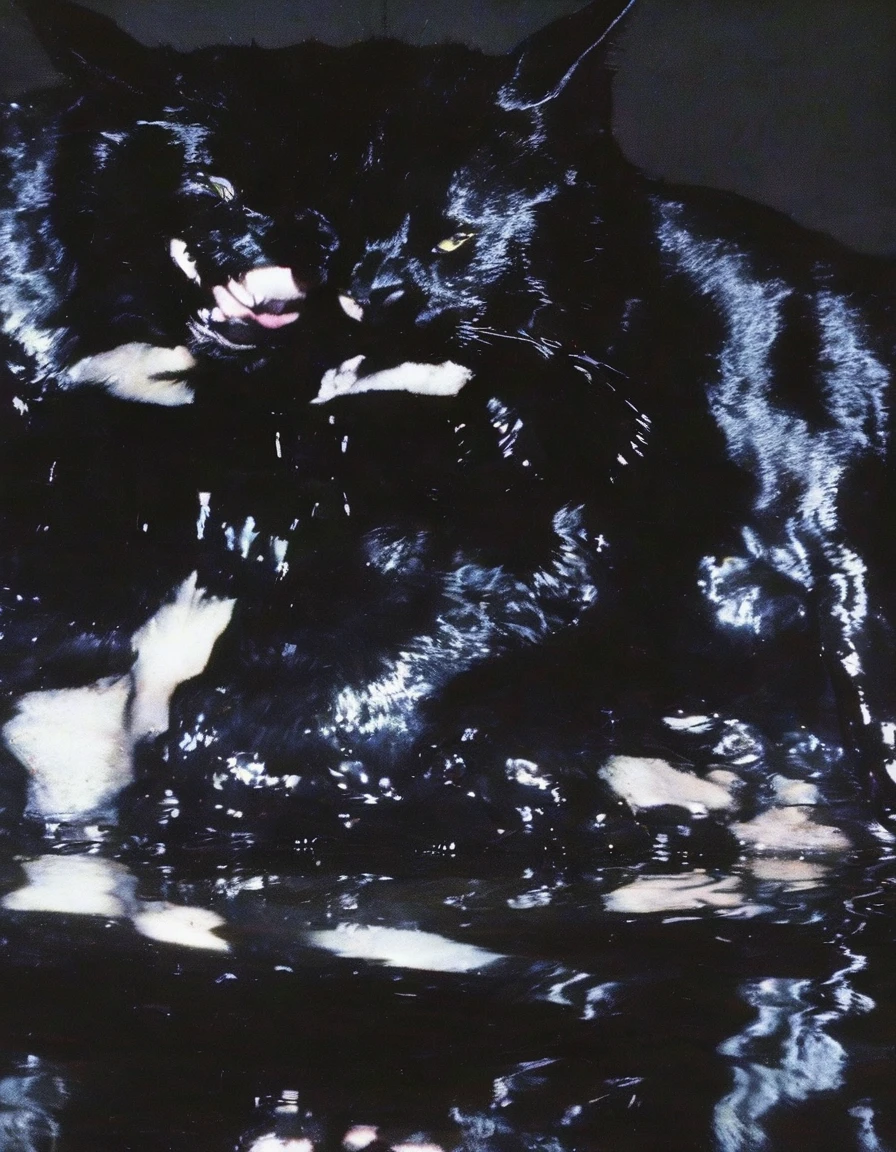 vintage 90s fashion shoot, young female fashion model in black water
