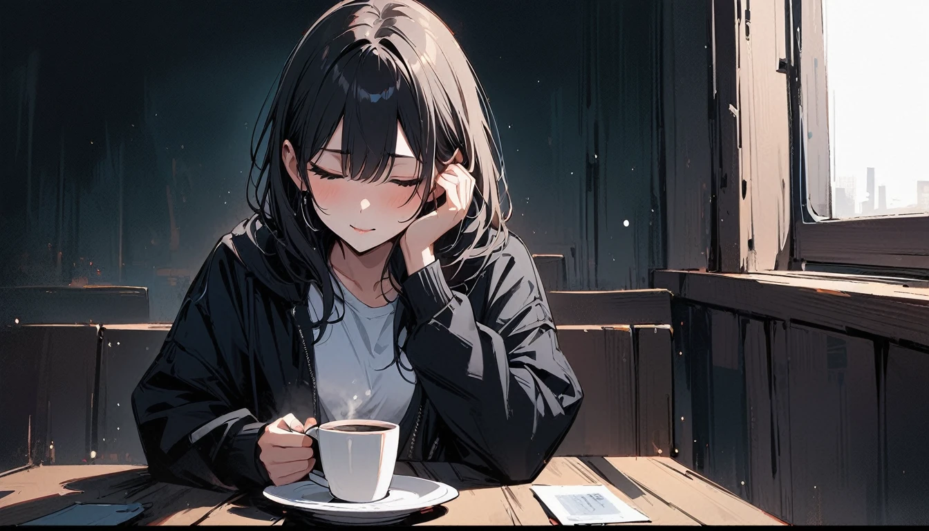 (masterpiece, Highest quality:1.2), 1 Girl, alone,Have a coffee