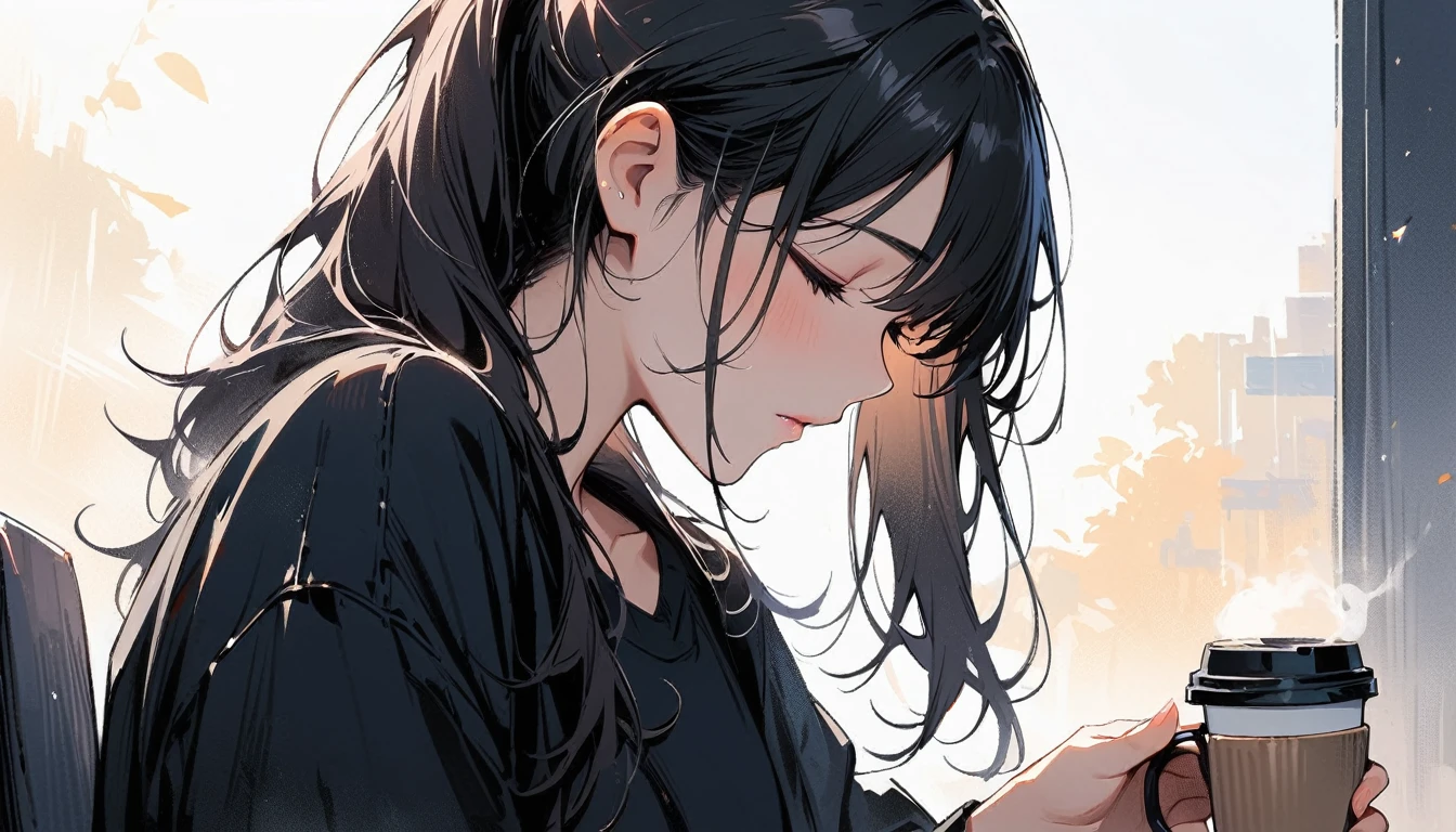 (masterpiece, Highest quality:1.2), 1 Girl, alone,Have a coffee