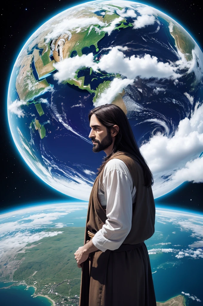 Jesus looking at planet earth