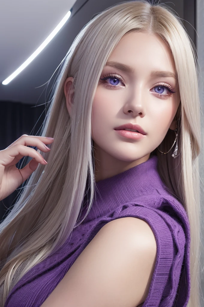 Silver Blonde Purple Eyes woman
