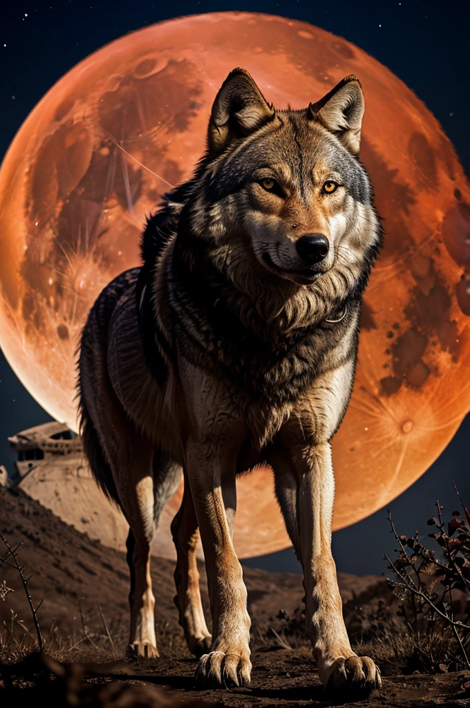 Wolf in blood moon 